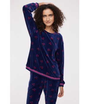 Woody Meisjes-Dames Pyjama kersjes print donker