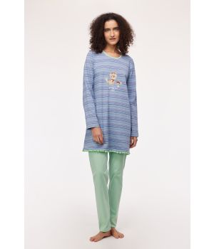 Woody Meisjes-Dames Pyjama multicolor streep