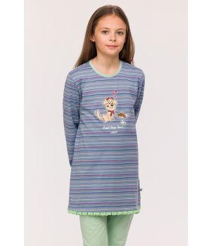 Woody Meisjes-Dames Pyjama multicolor streep