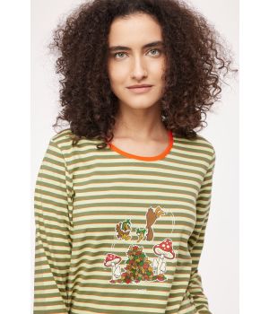 Woody Meisjes-Dames Pyjama multicolor streep