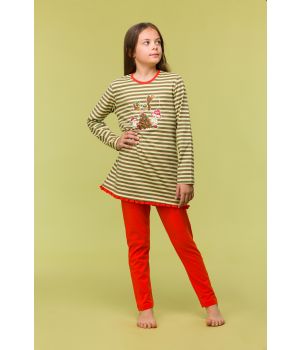 Woody Meisjes-Dames Pyjama multicolor streep