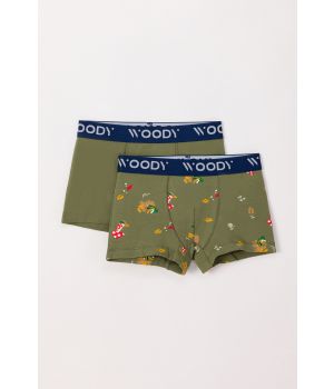 Woody Jongens Boxer set kakigroen + eend