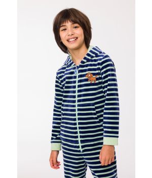 Woody Unisex Onesie blauw-groene streep