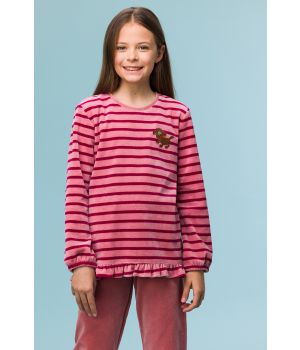 Woody Meisjes-Dames Pyjama roze streep