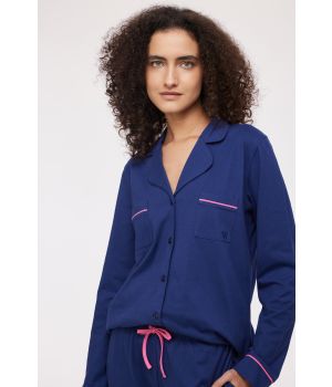 Woody Dames Pyjama donkerblauw