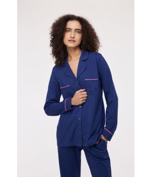 Woody Dames Pyjama donkerblauw