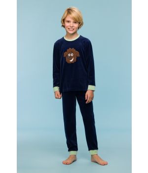 Woody Jongens-Heren Pyjama donkerblauw