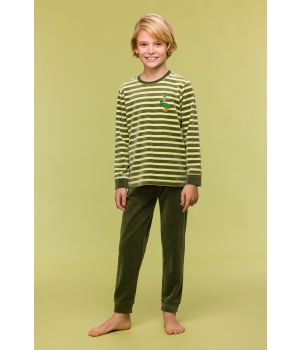 Woody Jongens-Heren Pyjama groene streep