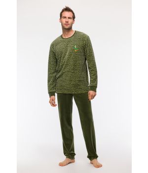 Woody Jongens-Heren Pyjama groene golfjes