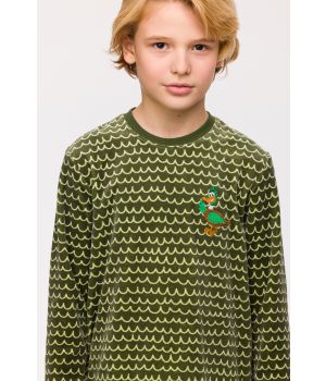 Woody Jongens-Heren Pyjama groene golfjes