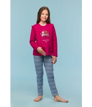 Woody Meisjes-Dames Pyjama framboos-rood