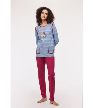 Woody Meisjes-Dames Pyjama multicolor streep