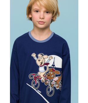 Woody Jongens-Heren Pyjama donkerblauw