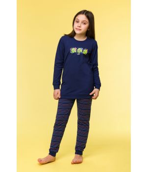 Woody Meisjes-Dames Pyjama donkerblauw