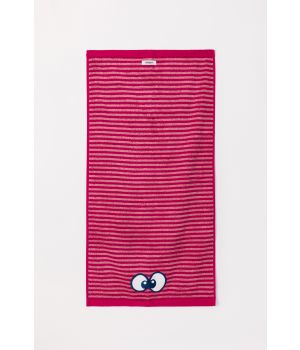 Woody Handdoek roze streep-50x100cm