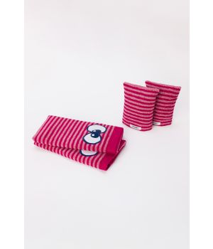 Woody Handdoek roze streep-50x100cm