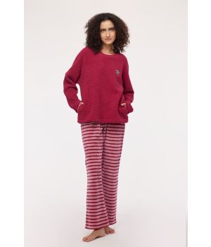 Woody Meisjes-Dames sweater en broek framboos-rood