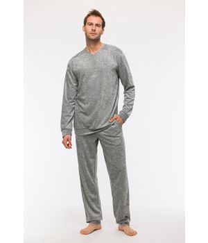 Woody Jongens-Heren Pyjama grey melange