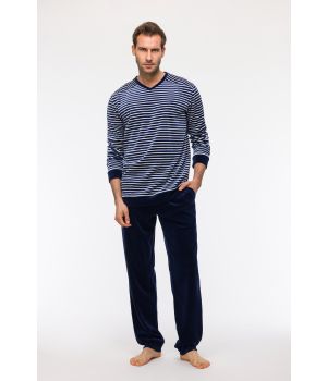 Woody Jongens-Heren Pyjama blauwe streep