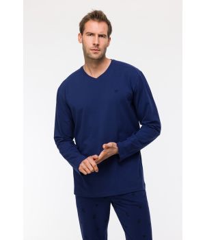 Woody Heren Pyjama donkerblauw