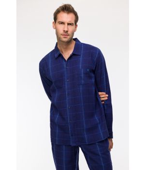 Woody Jongens-Heren Pyjama blauwe ruit