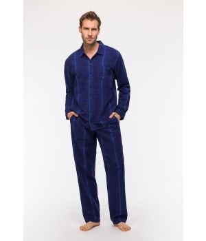 Woody Jongens-Heren Pyjama blauwe ruit