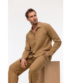 Woody Jongens-Heren Pyjama groen met beige ruit