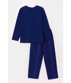 Woody Jongens-Heren Pyjama donkerblauw