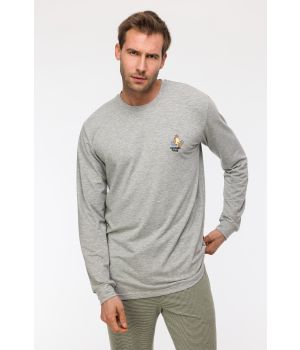 Woody Jongens-Heren Pyjama grey melange