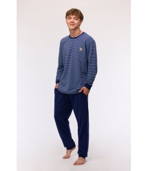 Woody Jongens-Heren Pyjama blauwe streep