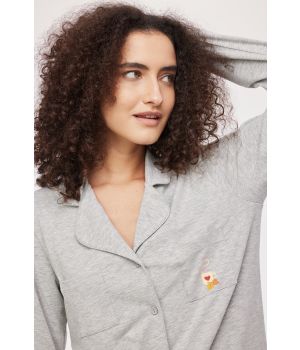 Woody Meisjes-Dames Pyjama grey melange