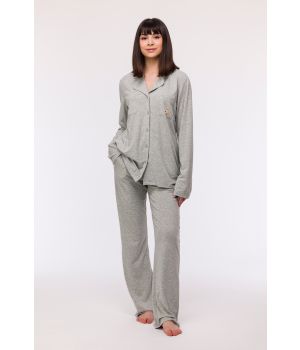 Woody Meisjes-Dames Pyjama grey melange