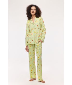 Woody Meisjes-Dames Pyjama herfst print lichtgr