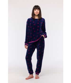 Woody Meisjes-Dames Pyjama kersjes print donker